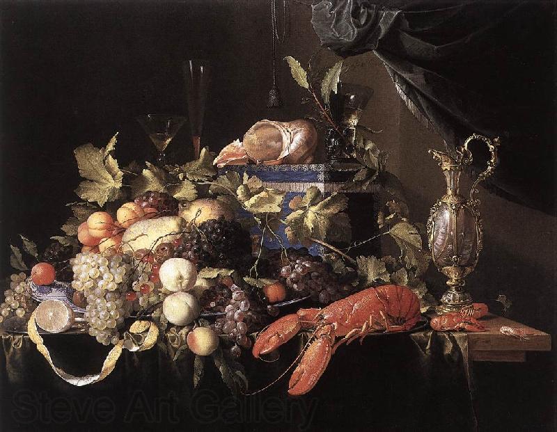 HEEM, Jan Davidsz. de Still-Life with Fruit and Lobster sg France oil painting art